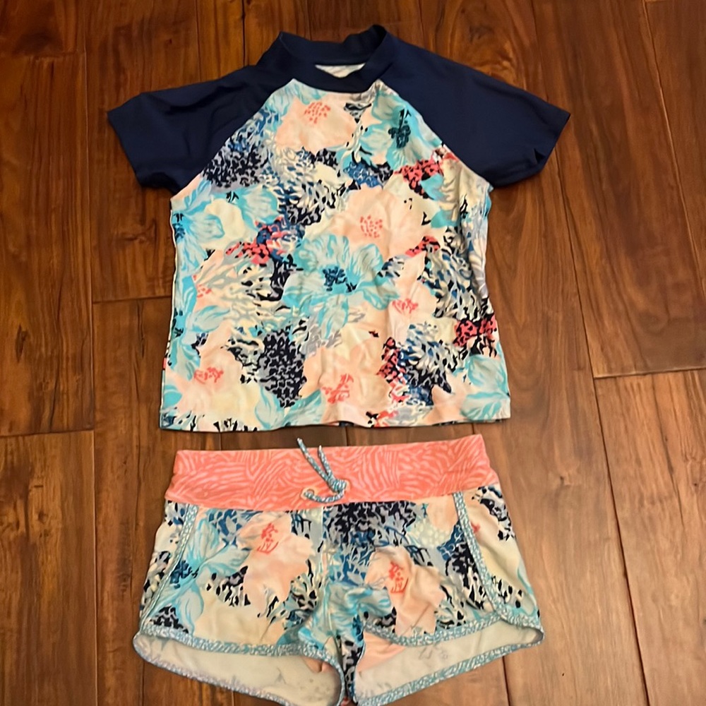 Athleta Girl swimsuit set - Mock Neck Rashguard and Cannonball Short